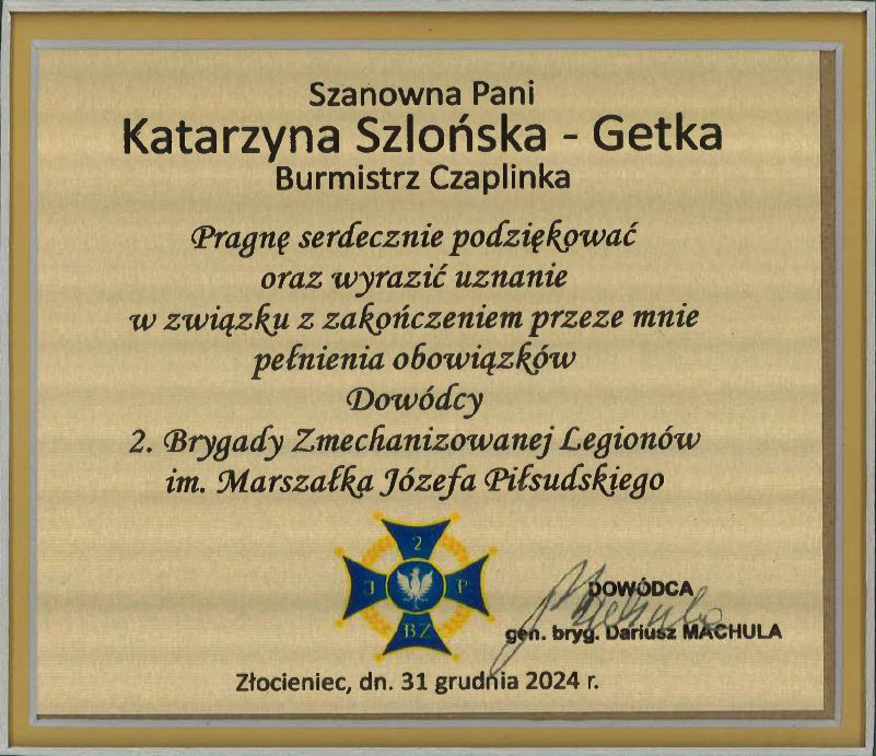 Podziękowania od Dowódcy 2. Brygady