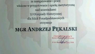 Jonatan Tobiasz laureatem 51. Olimpiady Historycznej – sukces ucznia Zespołu Szkół w Czaplinku