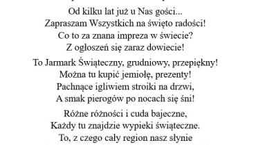 Rozstrzygnięcie Konkursu na Rymowane zaproszenie na świąteczny jarmark