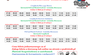 Rozkład jazdy autobusów na Pol'and'Rock Festiwal