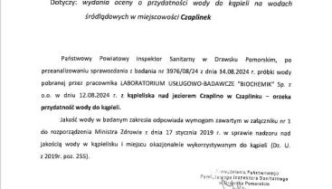 kąpielisko nad jeziorem Czaplino w Czaplinku