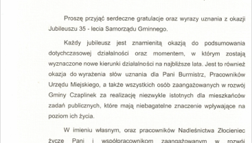 Uroczyste obchody 35-lecia samorządu terytorialnego w Czaplinku