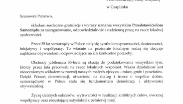 Uroczyste obchody 35-lecia samorządu terytorialnego w Czaplinku