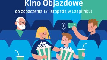 Plakat informacyjny-Bezgotówkowe Kino Objazdowe.