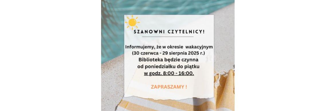 ZMIANA GODZIN PRACY BIBLIOTEKI