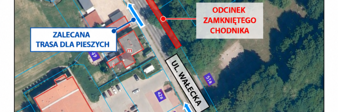 Mapa - zmiana organizacji ruchu pieszych