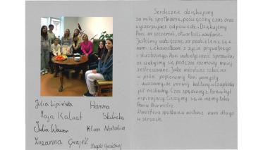 Podziękowania dla uczennic klasy 5B ze Szkoły Podstwawowej w Czaplinku