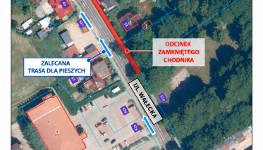 Mapa - zmiana organizacji ruchu pieszych